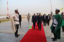 الرئيس الموريتاني لدى عودته لمطار نواكشوط الدولي قادما من الولايات المتحدة الأمريكية.