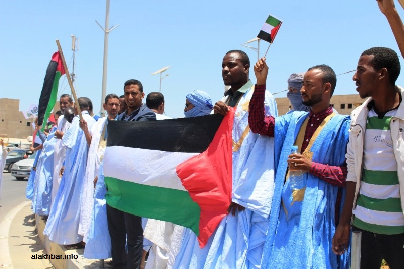 الوقفة الاحتجاجية في ساحة القدس قرب السفارة الأمريكية بنواكشوط اليوم (الأخبار)