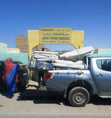جانب من الأفرشة التي وصلت إلى حديقة الأطفال التابعة للبلدية / الأخبار