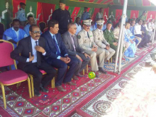 وزير الدفاع يحي ولد حدمين، وقائد أركان الدرك السلطان ولد أسواد وعدد من المسؤولين خلال تدشين الثكنة (وما)