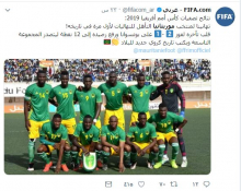 تهنئة للمنتخب الموريتاني على الصفحة الرسمية للـ"فيفا" على اتويتر