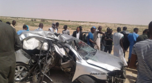 السيارة التي تعرضت للحادث على طريق المطار الجديد 
