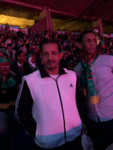النائب البرلماني محمد يسلم ولد عبد الله في الملعب الذي يستضيف مباراة موريتانيا والمغرب اليوم