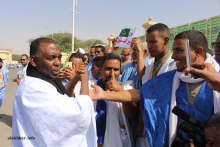 النائب البرلماني وزعيم حركة "إيرا" بيرام الداه اعبيدي خلال حديثه اليوم أمام البرلمان (الأخبار)